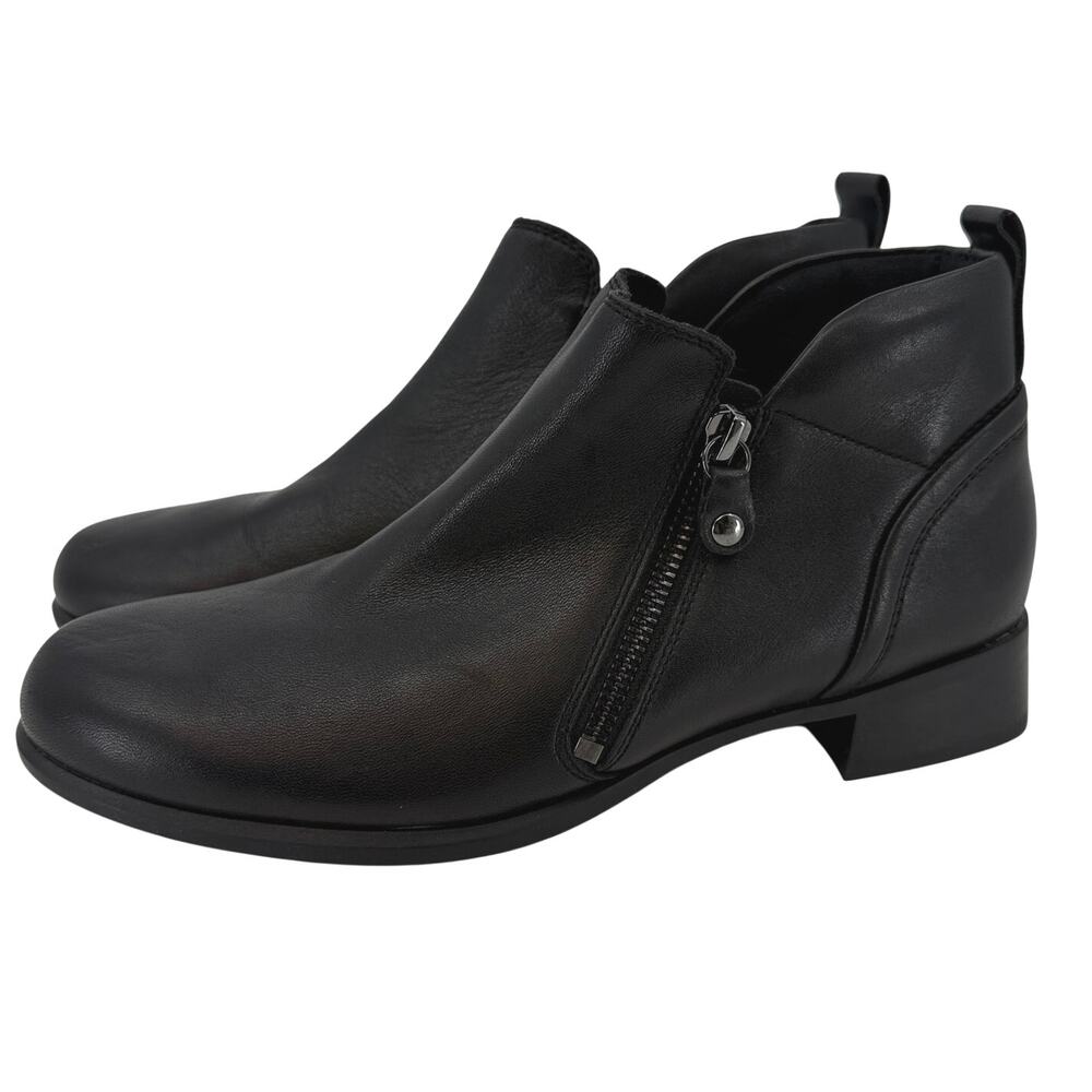 Munro Neko Womens Size 8.5 M Black Leather Ankle Boot Booties Dual Zip M612681